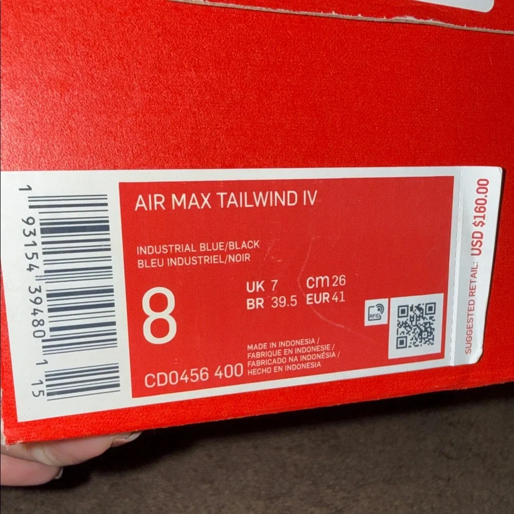 NEW Nike 8 MENS- EUR 41 - 9.5 women AIR MAX TAILWIND IV Blue and Black Sneakers - Picture 7 of 8